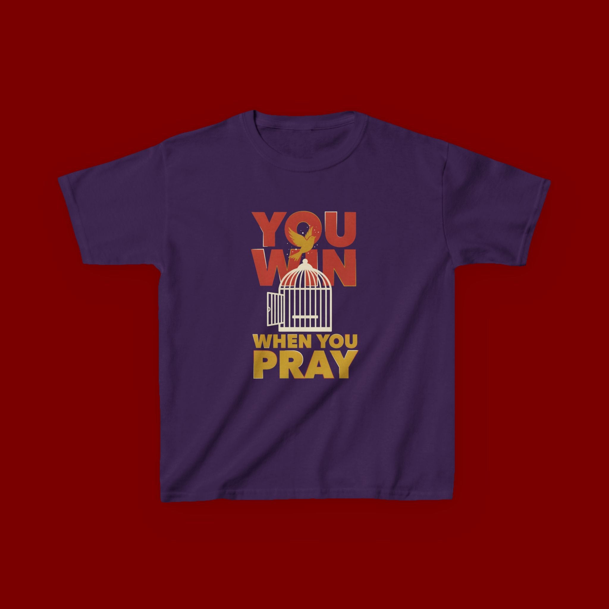 Kids Tee — "You Win When You Pray" Inspirational Christian Shirt