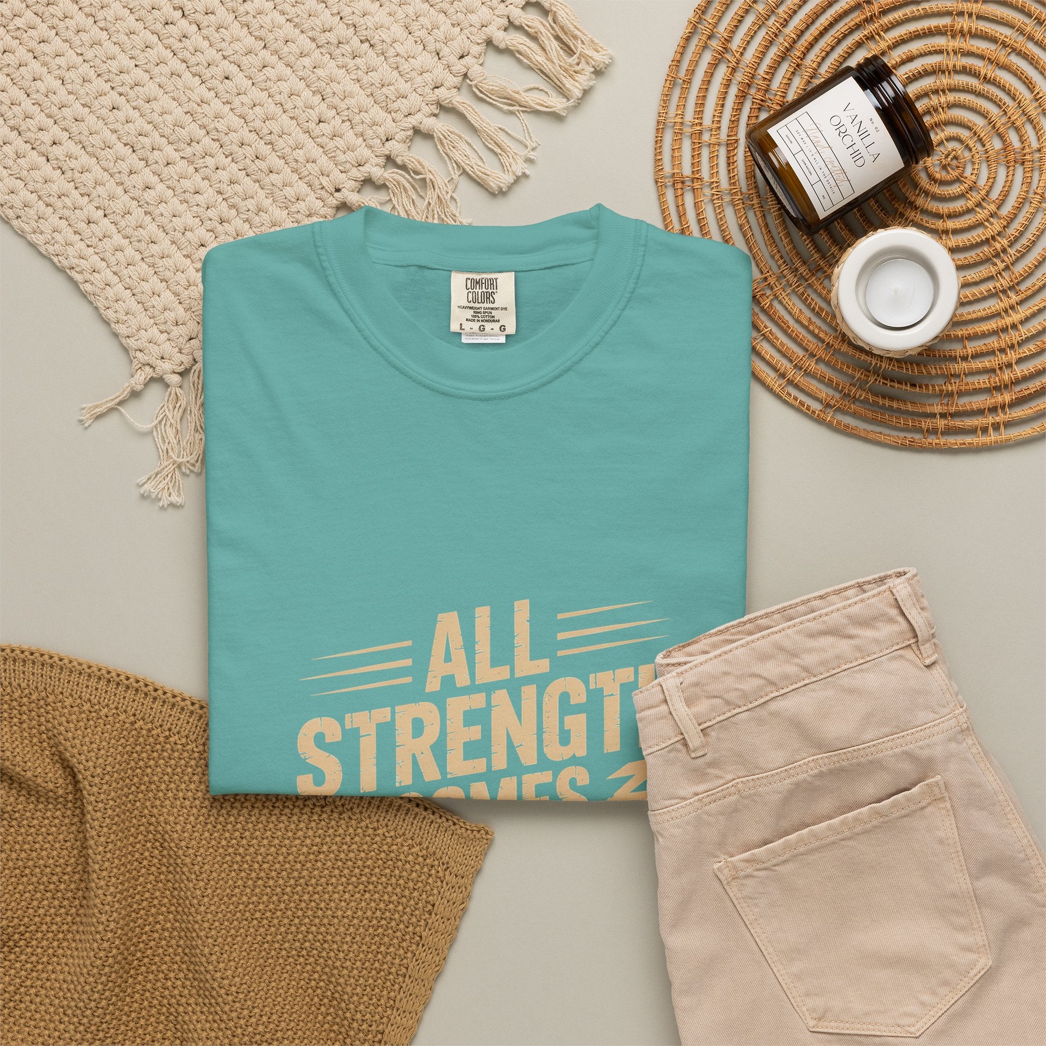 All Strength Comes From God T-Shirt — Christian Faith Graphic Tee