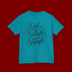 Kids T‑Shirt — "God Will Add Strength to Your Strength" Inspirational Faith Tee