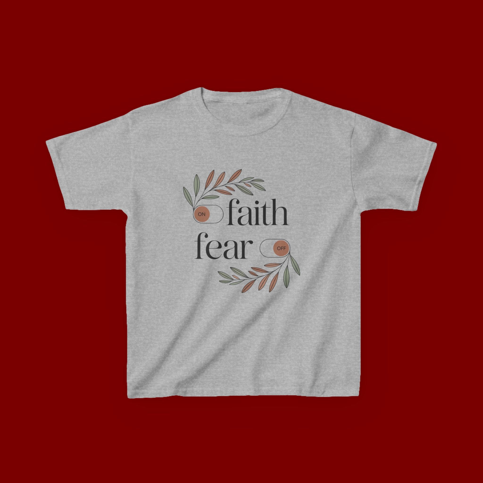 Faith Over Fear Kids T‑Shirt — Floral Inspirational Tee for Boys & Girls