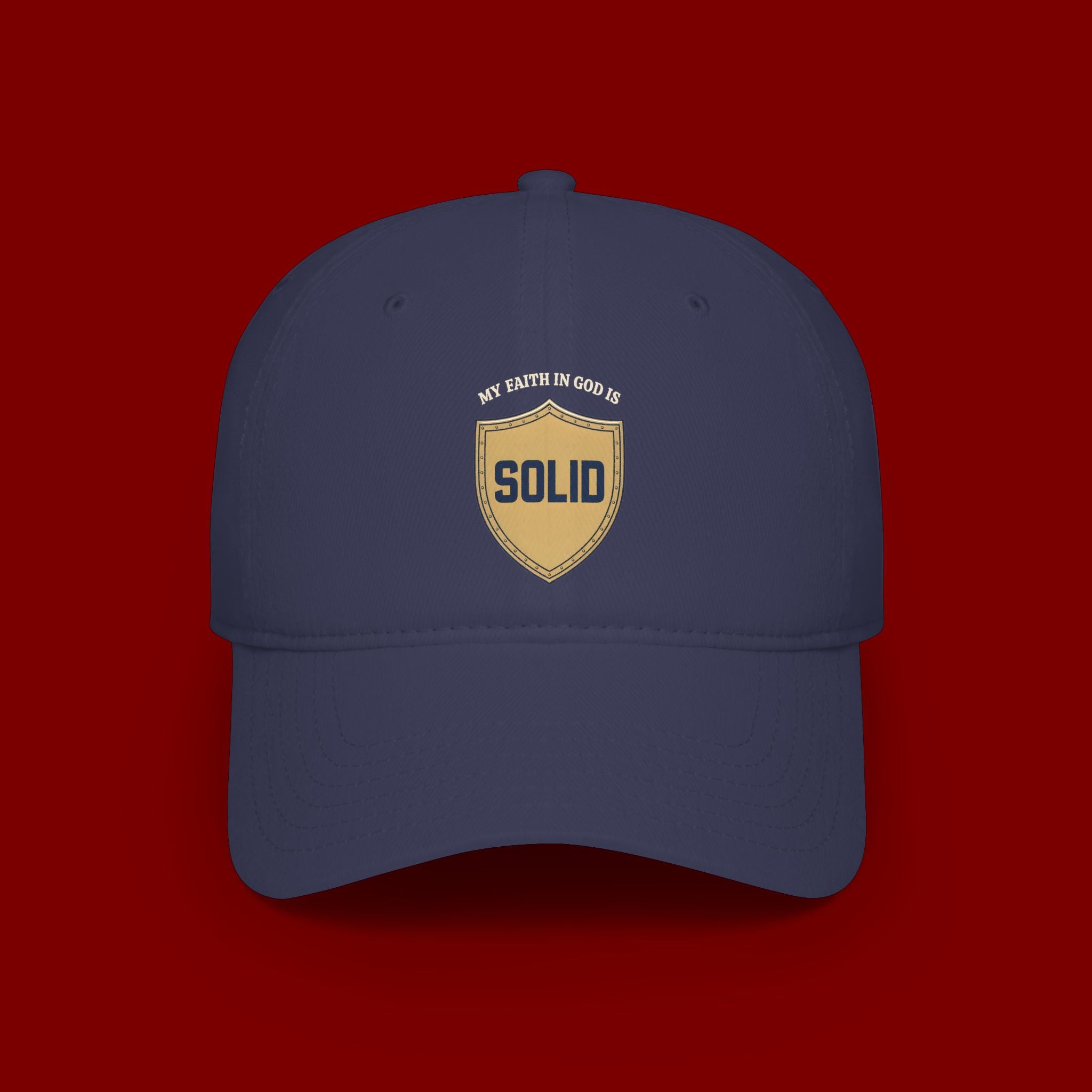Solid Shield Baseball Cap — 'Stay Solid' Embroidered Low Profile Hat