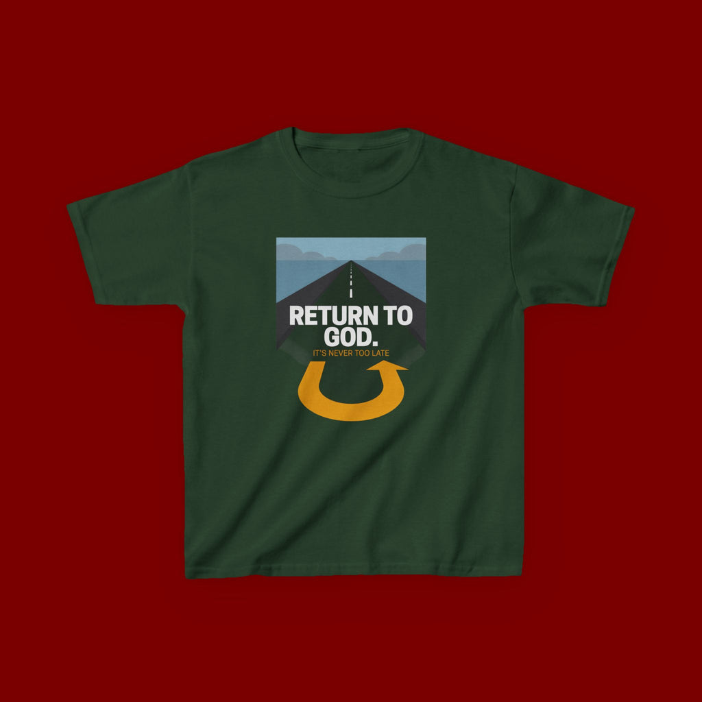 Kids Tee - "Return to God" Roadway Graphic Religious Youth Shirt