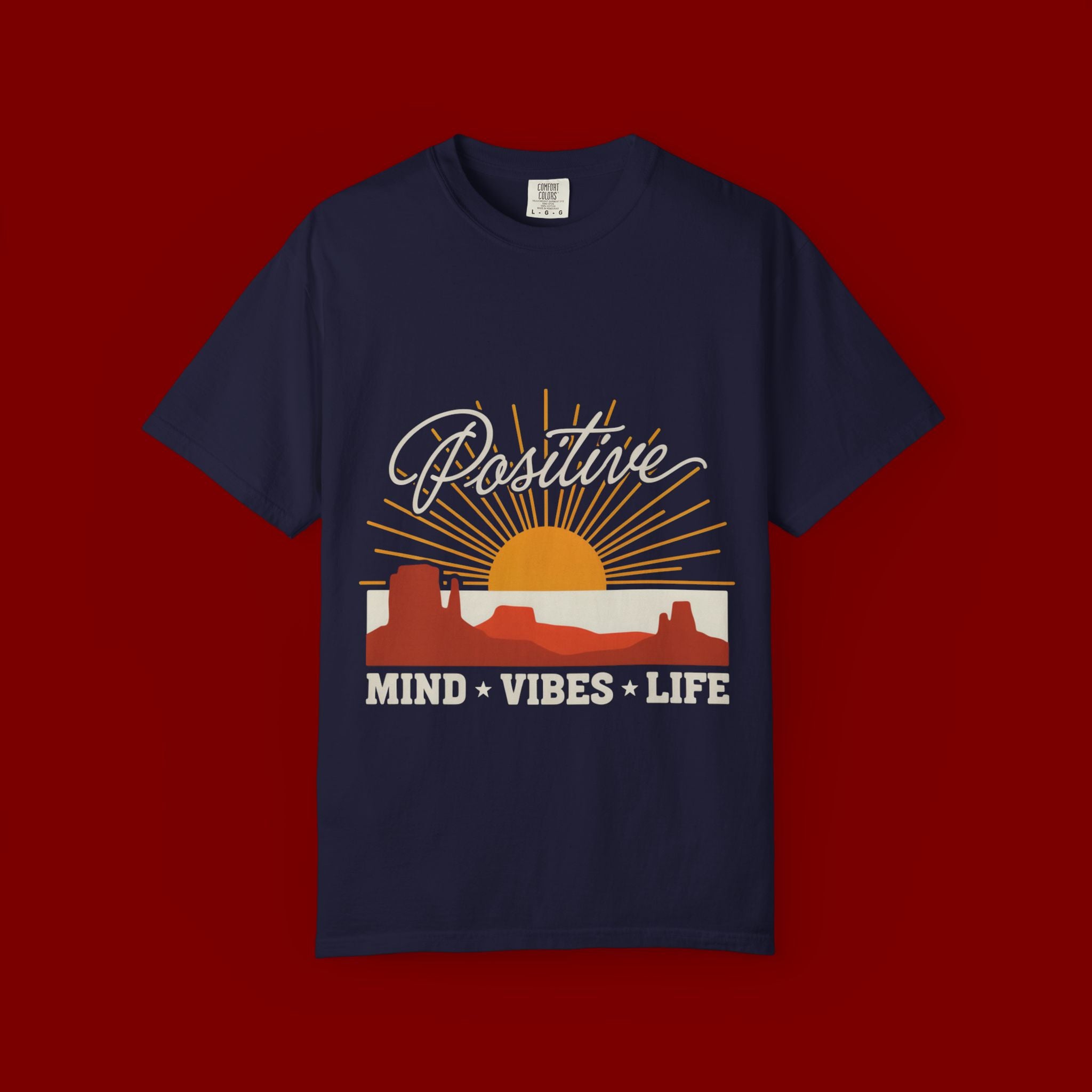 Positive Sunset T-Shirt — "Positive" Mind • Vibes • Life Motivational Tee