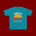 Kids Tee — "Rise Up and Pray" Mountain Sunrise Faith T‑Shirt
