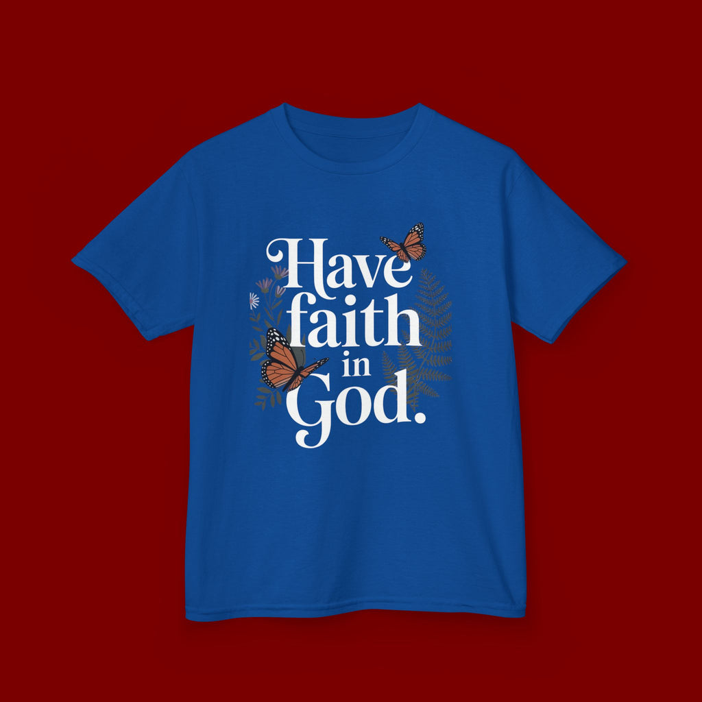 Kids Tee — "Have Faith in God" Floral Christian Youth T‑Shirt
