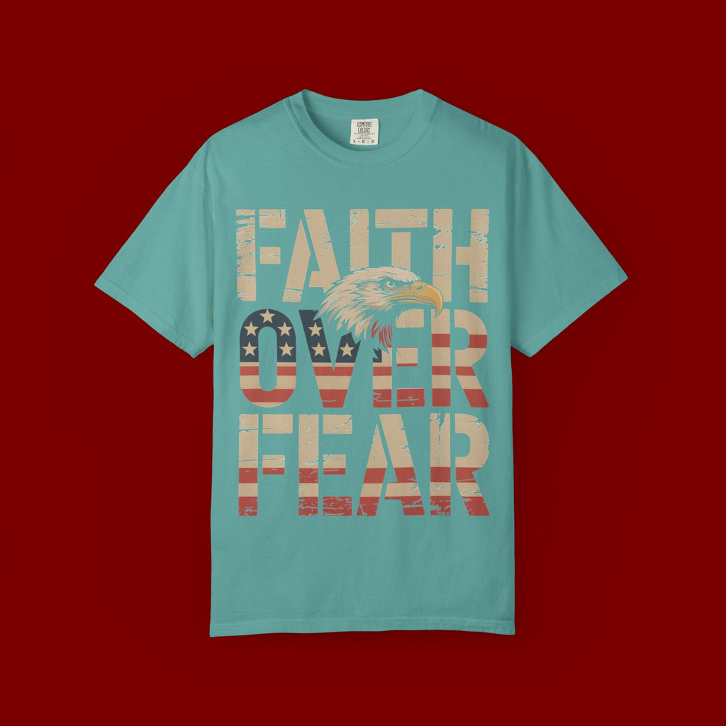 Faith Over Fear T-Shirt — Patriotic Eagle Graphic Tee