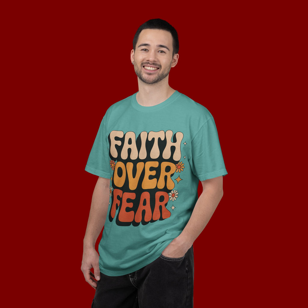Faith Over Fear T‑Shirt — Retro Floral Inspirational Tee