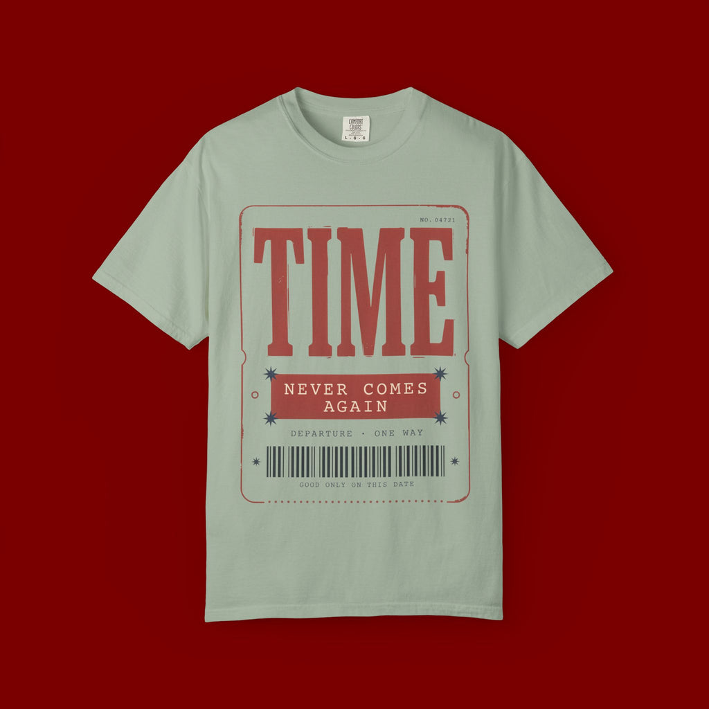 TIME Never Comes Again T-Shirt — Vintage Ticket Graphic Tee