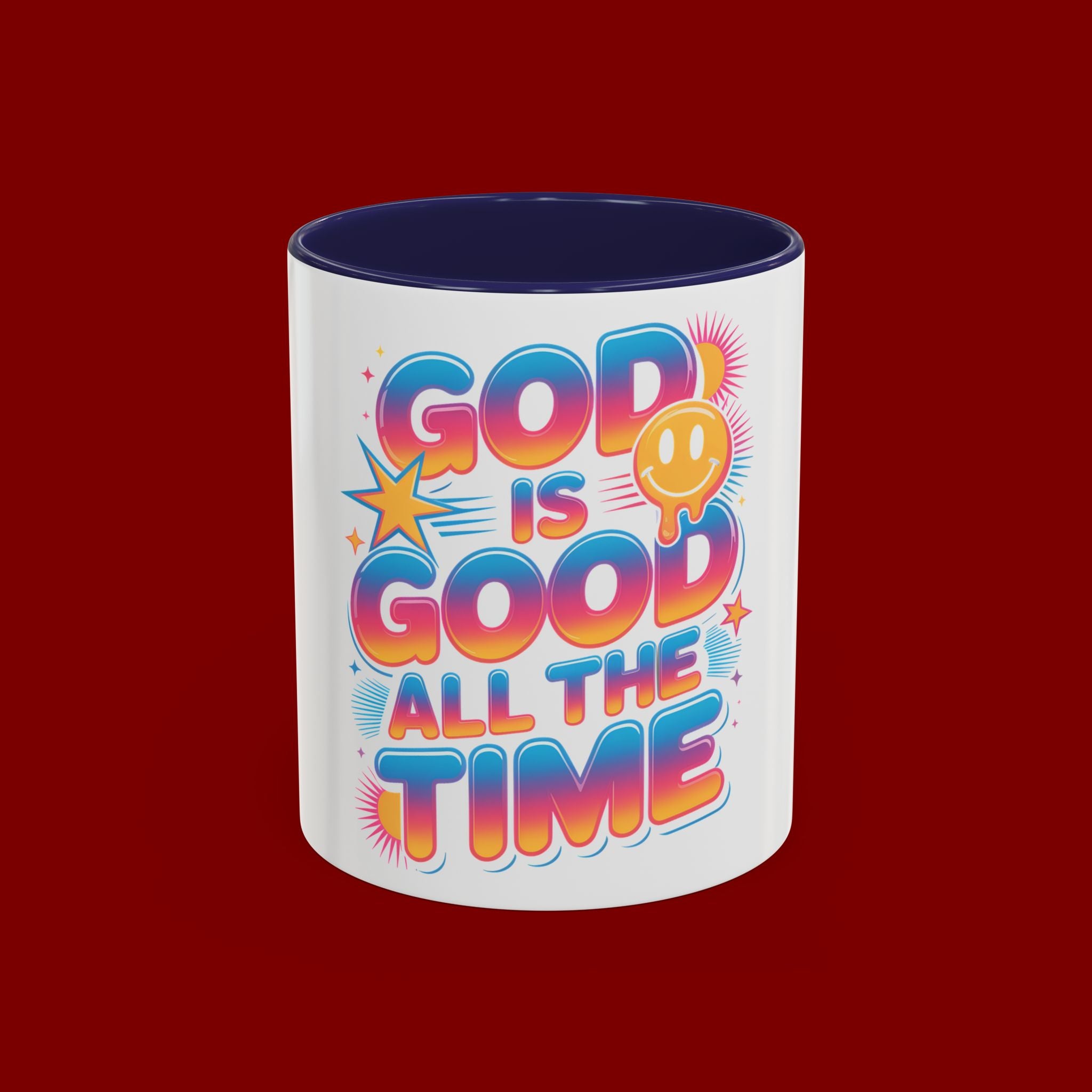 God Is Good All The Time Accent Coffee Mug — Inspirational Christian Coffee Cup (11/15oz)
