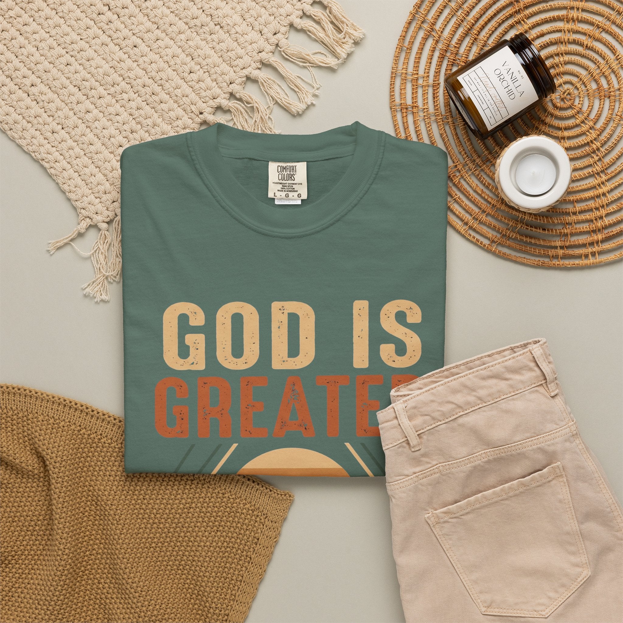 God Is Greater Mountain T-Shirt — Christian Faith Graphic Tee