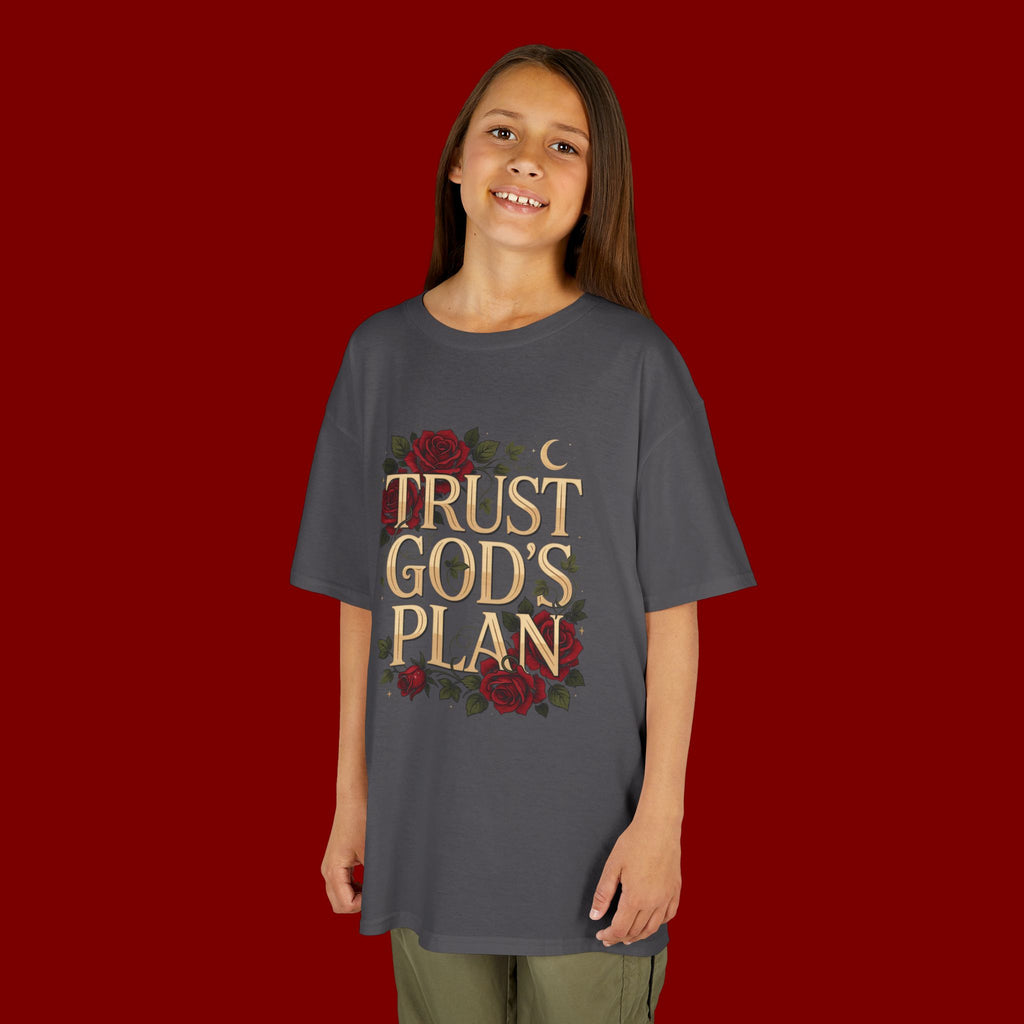 Kids Tee — "Trust God's Plan" Floral Faith T‑Shirt