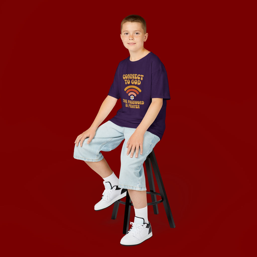 Kids Tee - "Connect to God" WiFi Prayer Graphic Shirt