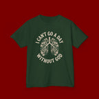 Kids T-Shirt – "I Can't Go a Day Without God" Floral Lungs Christian Tee