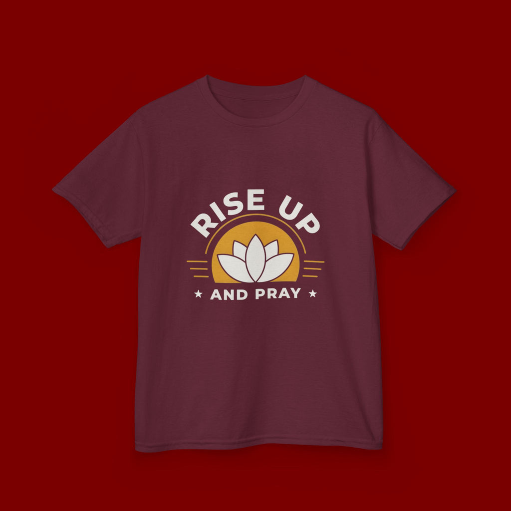 Kids T-Shirt - "Rise Up and Pray" Inspirational Christian Tee for Children