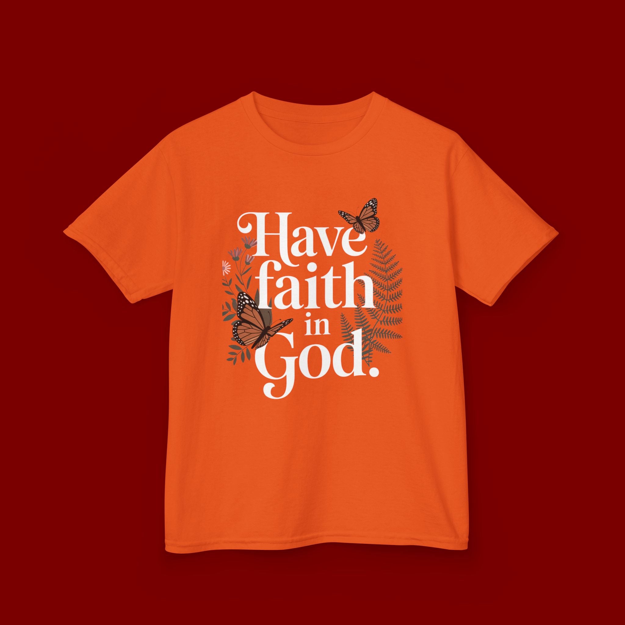 Kids Tee — "Have Faith in God" Floral Christian Youth T‑Shirt