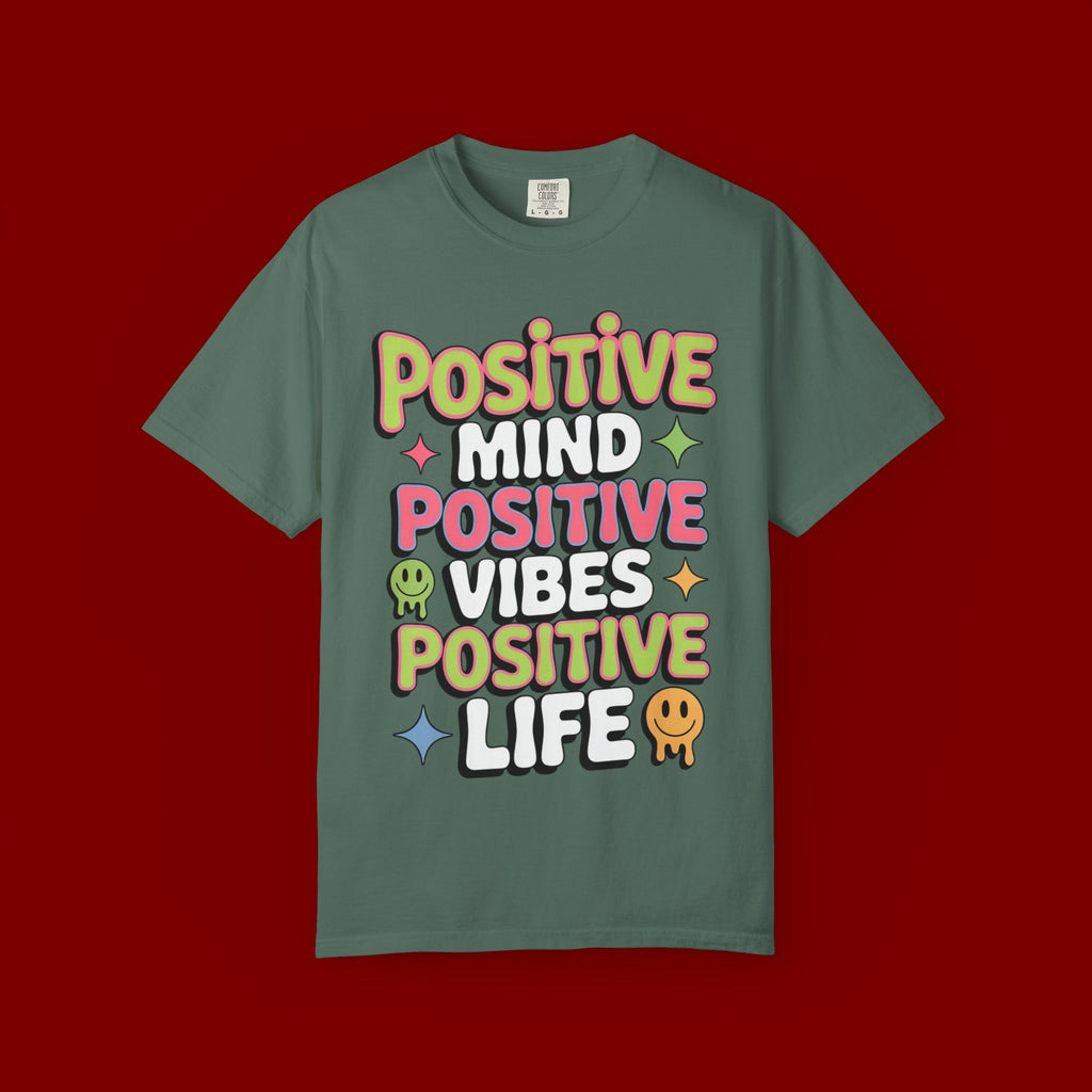 Positive Mind Positive Vibes Positive Life T-Shirt — Retro Smile Graphic Tee