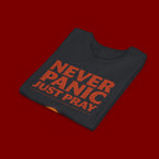 Youth Tee — "Never Panic Just Pray" Retro Sunset Kids T-Shirt