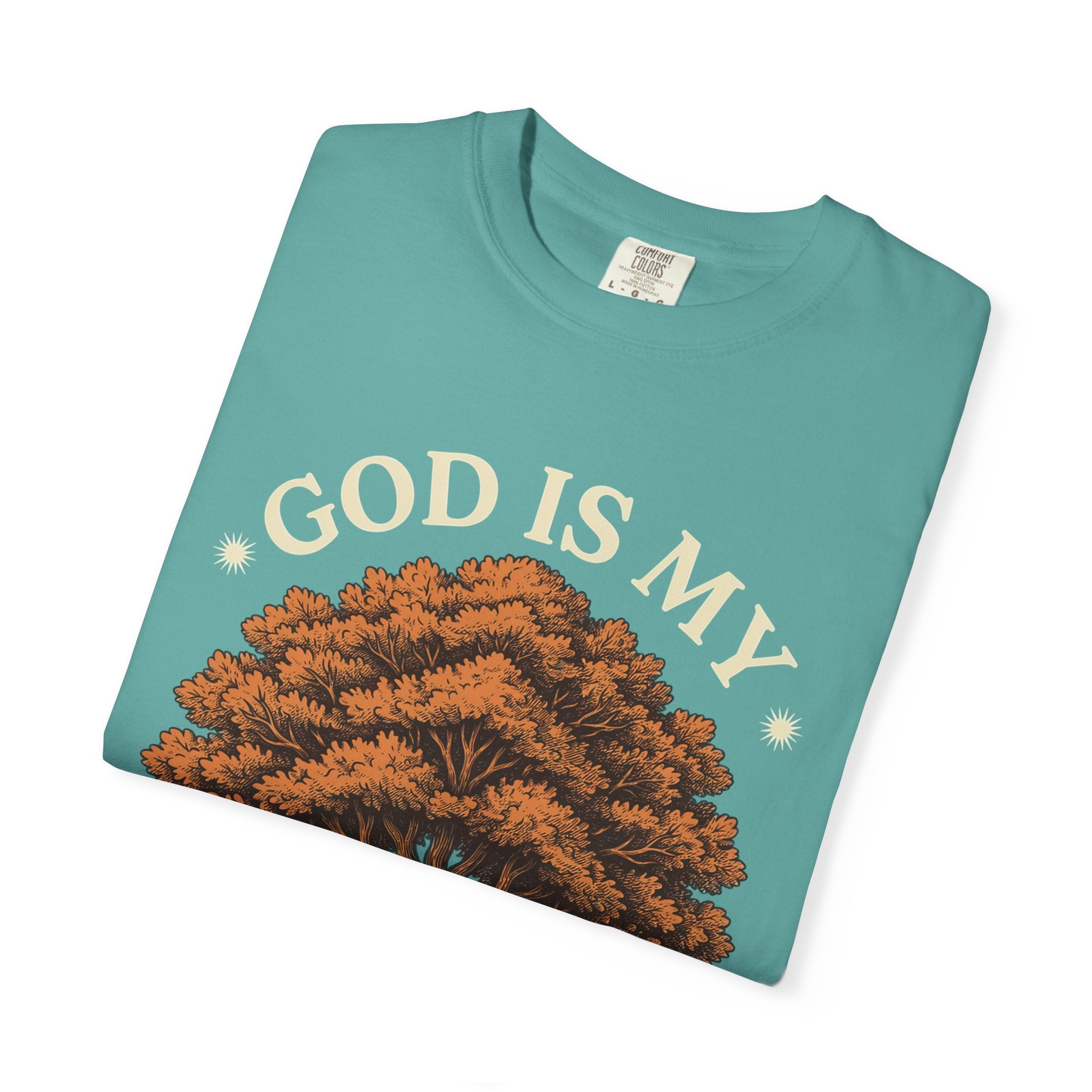 God Is My Strength Tree T-Shirt — Faith-Based Inspirational Tee