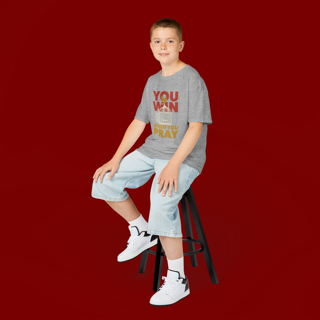 Kids Tee — "You Win When You Pray" Inspirational Christian Shirt