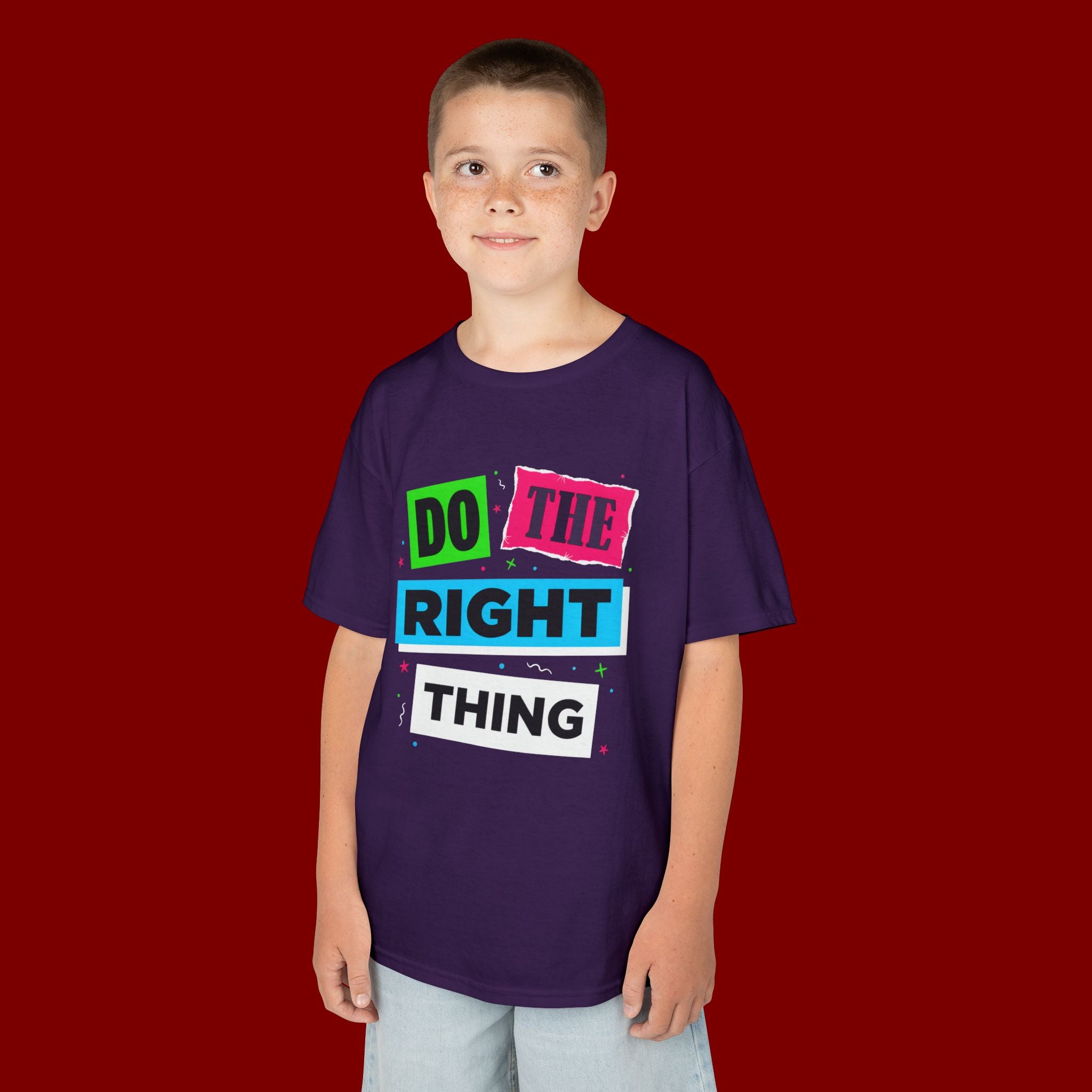 Kids Tee - "Do The Right Thing" Bold Colorblock Graphic