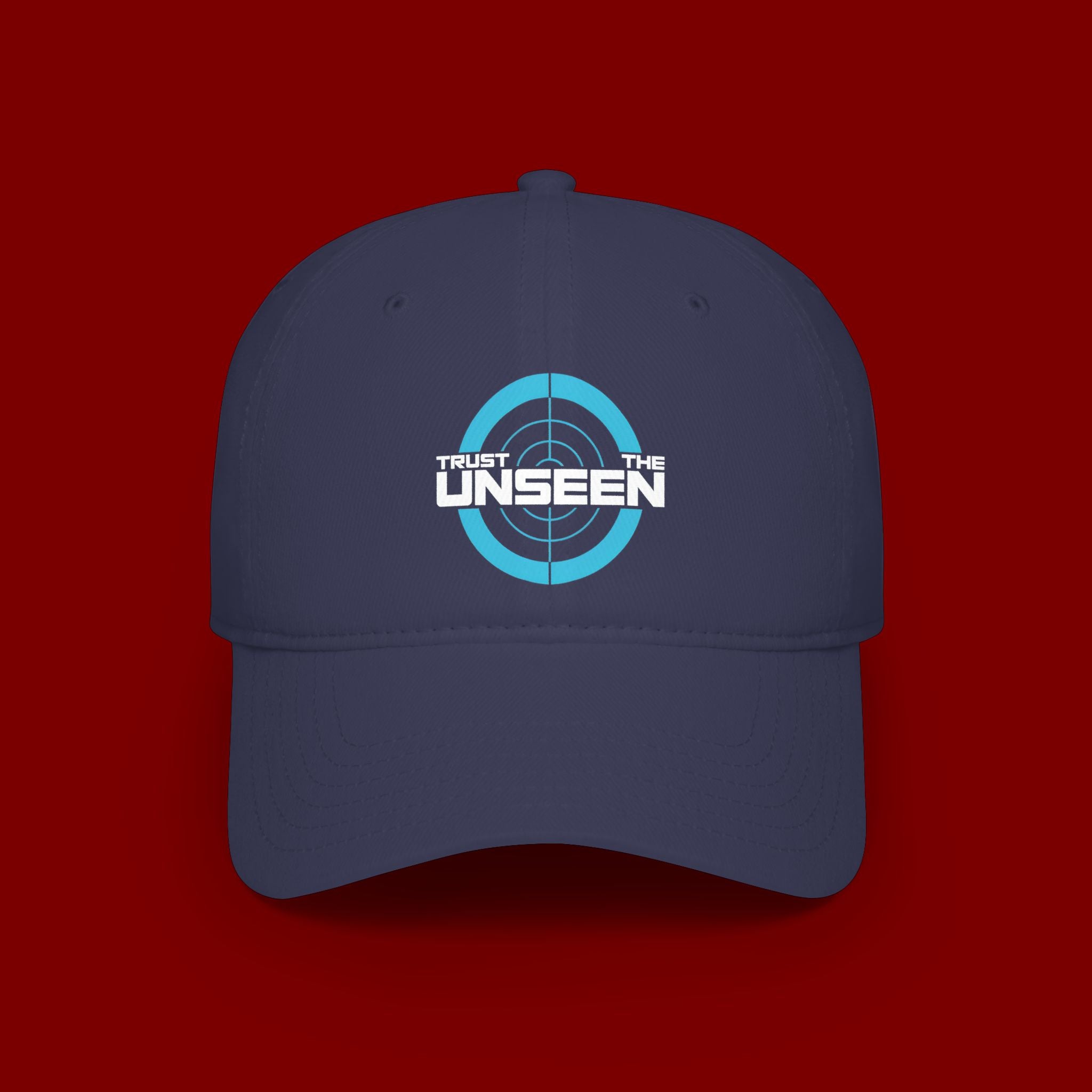 Trust The Unseen Target Logo Baseball Cap — Low Profile Red Hat