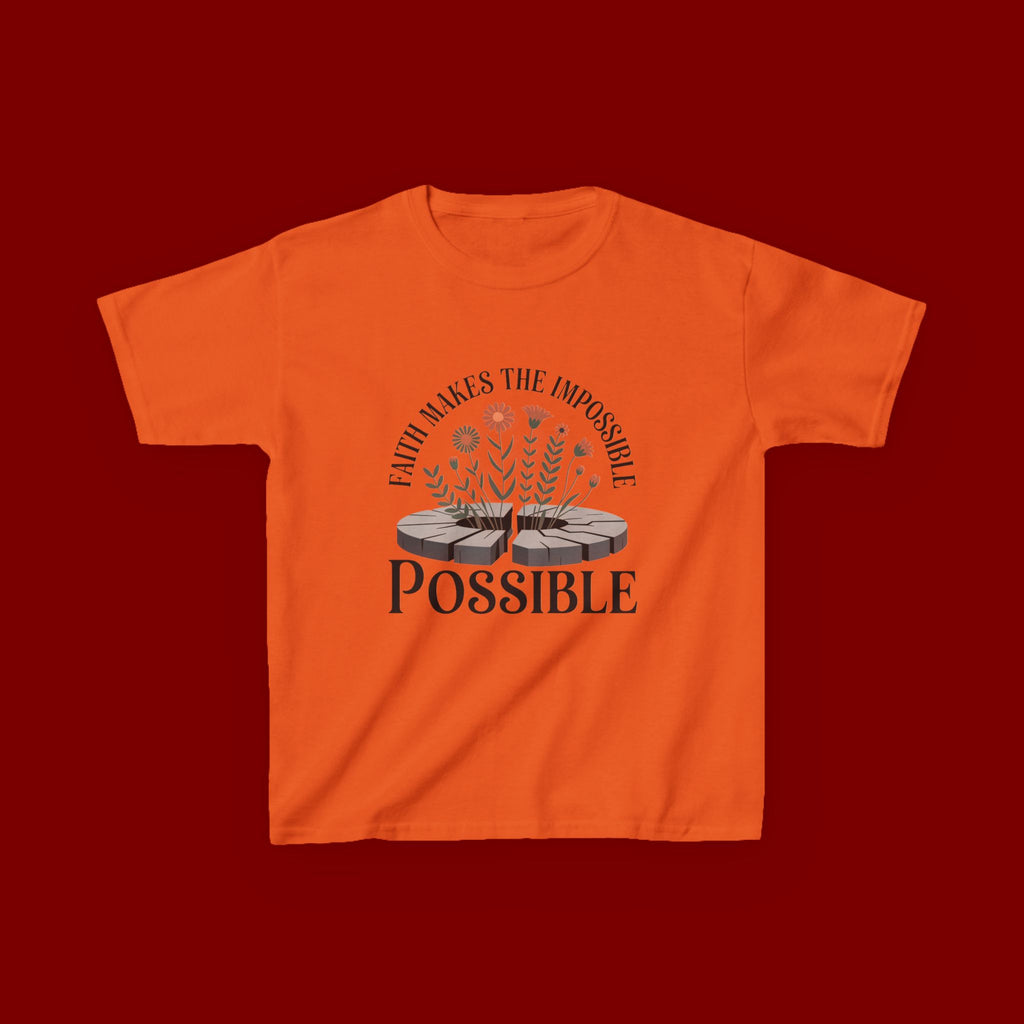 Kids Tee — “Faith Makes the Impossible Possible” Floral Inspirational Shirt