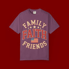 Family Faith Friends T-Shirt — Patriotic American Flag Tee