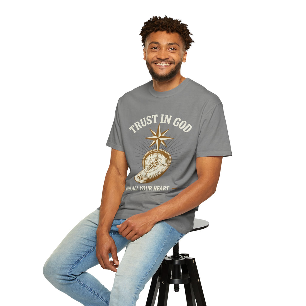 Trust in God Compass T-Shirt — "Trust In God With All Your Heart" Christian Faith Tee