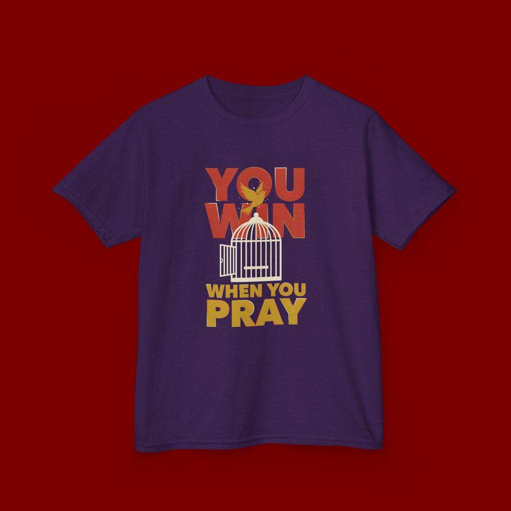 Kids Tee — "You Win When You Pray" Inspirational Christian Shirt