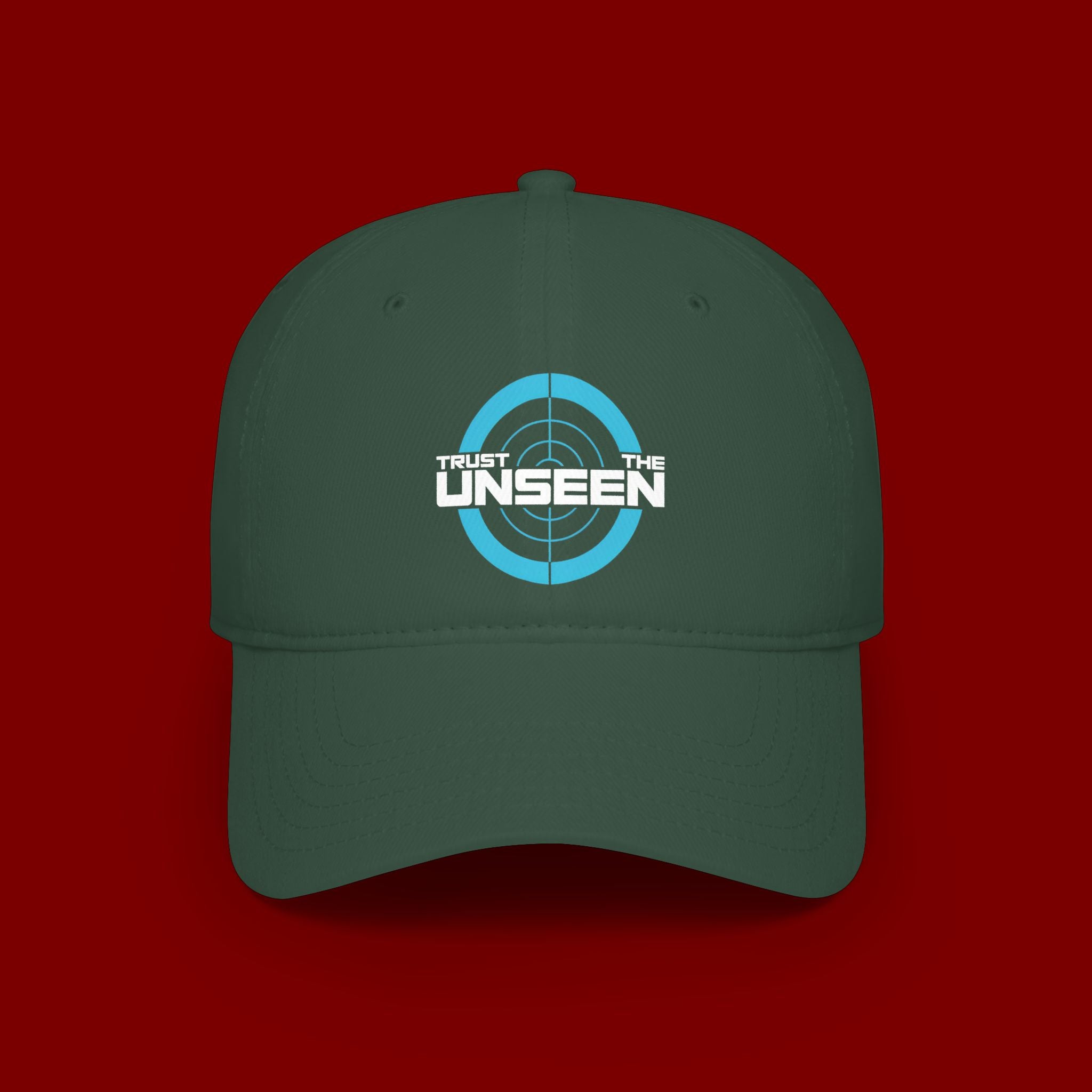 Trust The Unseen Target Logo Baseball Cap — Low Profile Red Hat