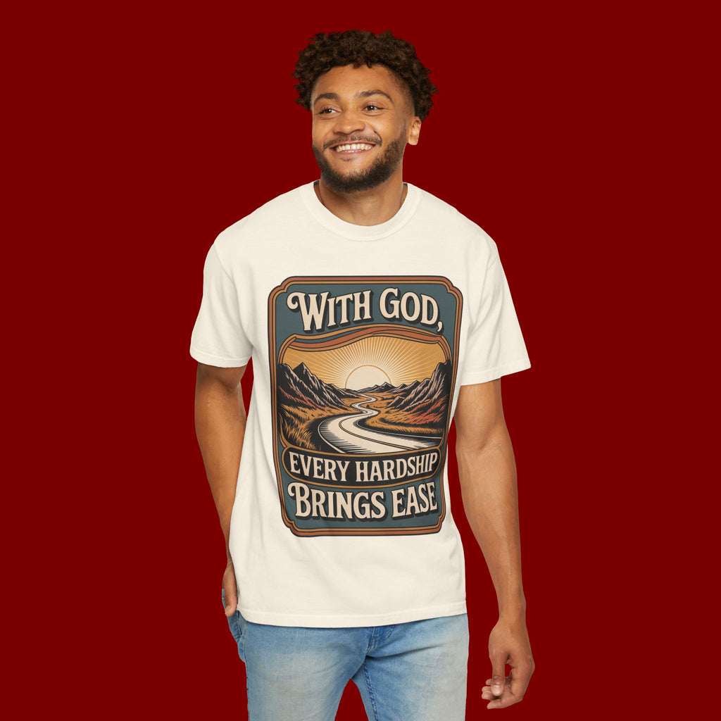 Inspirational Graphic T-Shirt — "With God, Every Hardship Brings Ease"