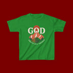 Kids Tee – 'GOD' Mountain Sunrise Faith Graphic