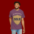 Solid Faith Shield T-Shirt — "My Faith in God Is Solid" Christian Tee