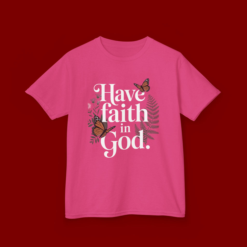 Kids Tee — "Have Faith in God" Floral Christian Youth T‑Shirt