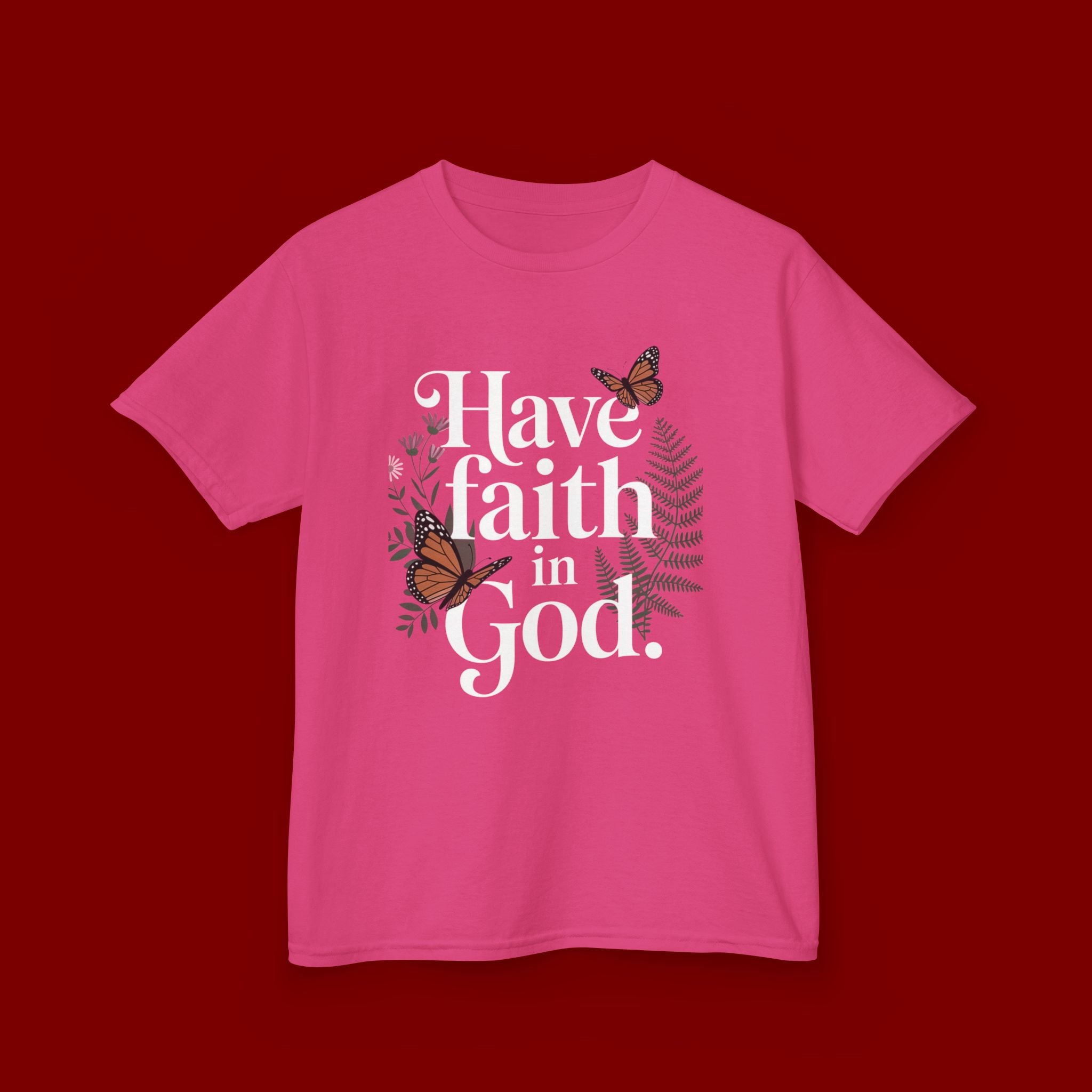Kids Tee — "Have Faith in God" Floral Christian Youth T‑Shirt