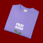 Pray Work, Trust God T-Shirt — Faith Gardening Inspirational Tee