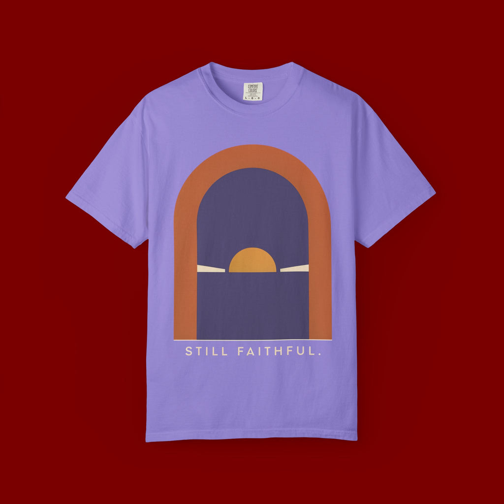 Still Faithful Sunset T-Shirt — Minimal Christian Graphic Tee