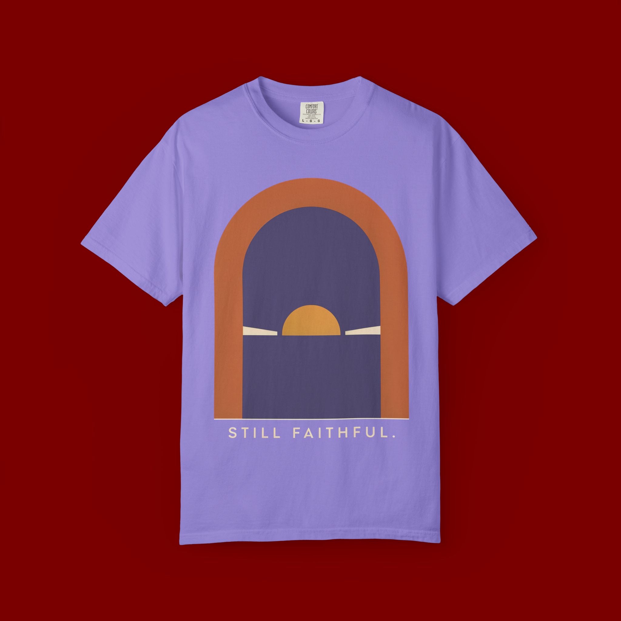 Still Faithful Sunset T-Shirt — Minimal Christian Graphic Tee