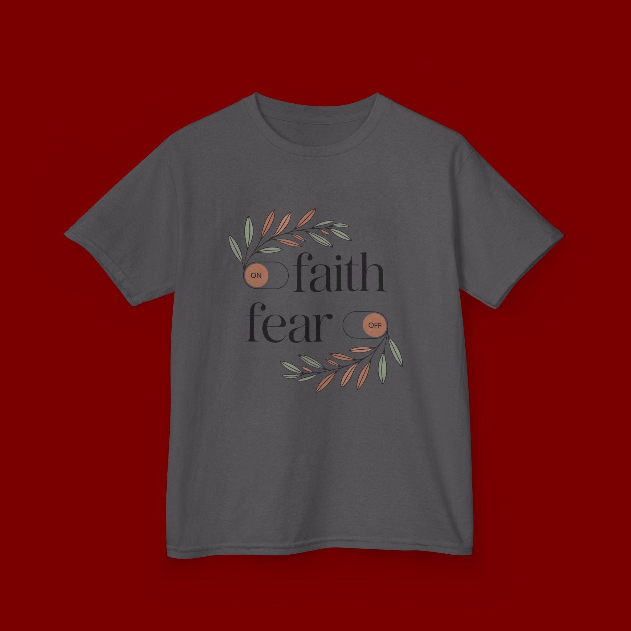 Faith Over Fear Kids T‑Shirt — Floral Inspirational Tee for Boys & Girls