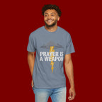 Prayer Is a Weapon T-Shirt — Christian Faith Lightning Graphic Tee