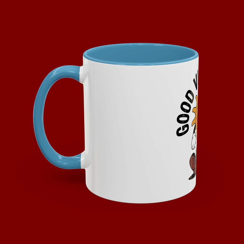 Good Vibes Only Coffee Mug - Retro Sun Cartoon Accent Mug (11/15oz)