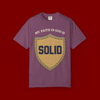 Solid Faith Shield T-Shirt — "My Faith in God Is Solid" Christian Tee