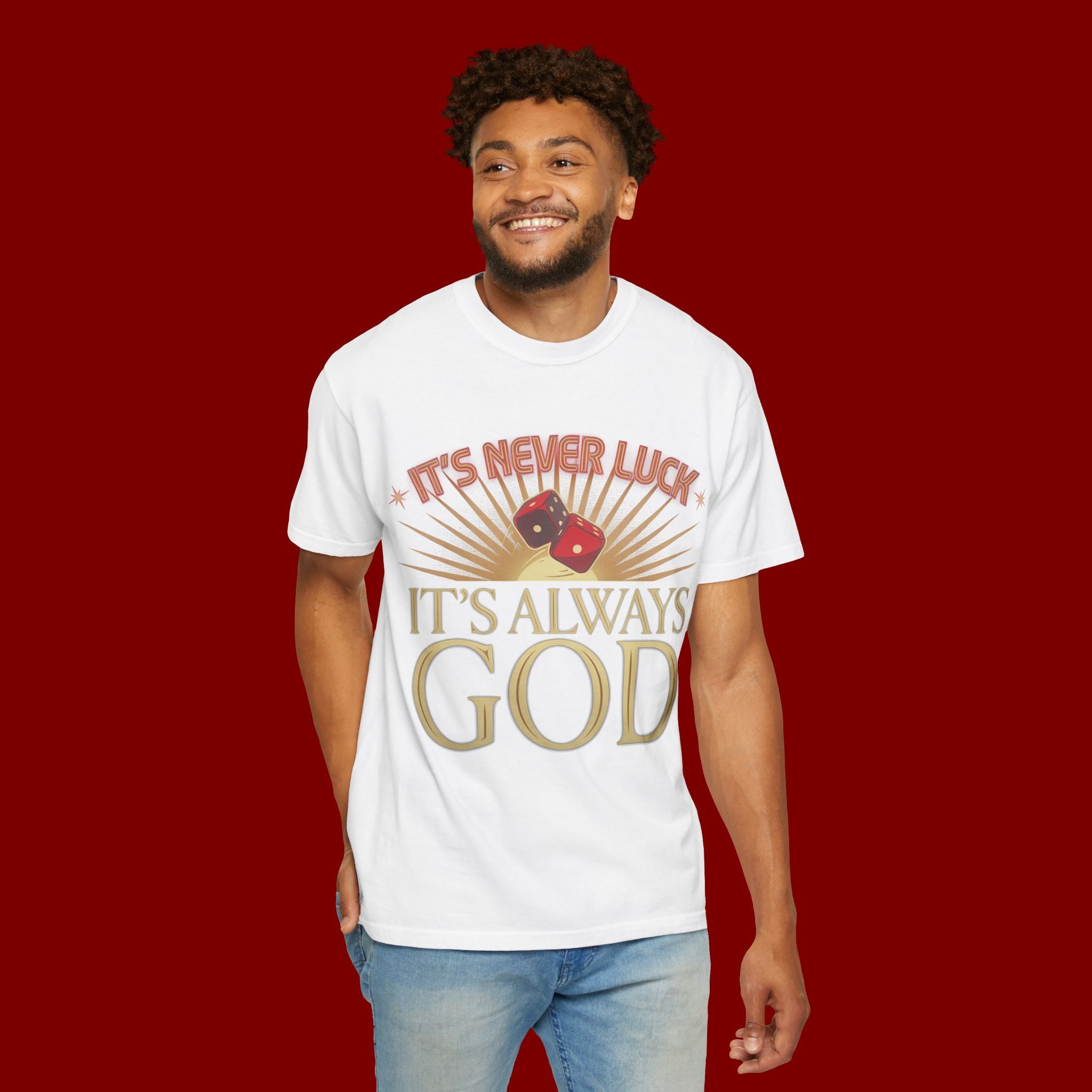 "It's Never Luck, It's Always God" Christian Graphic T-Shirt