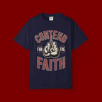 Contend for the Faith T-Shirt — Vintage Boxing Gloves Christian Tee