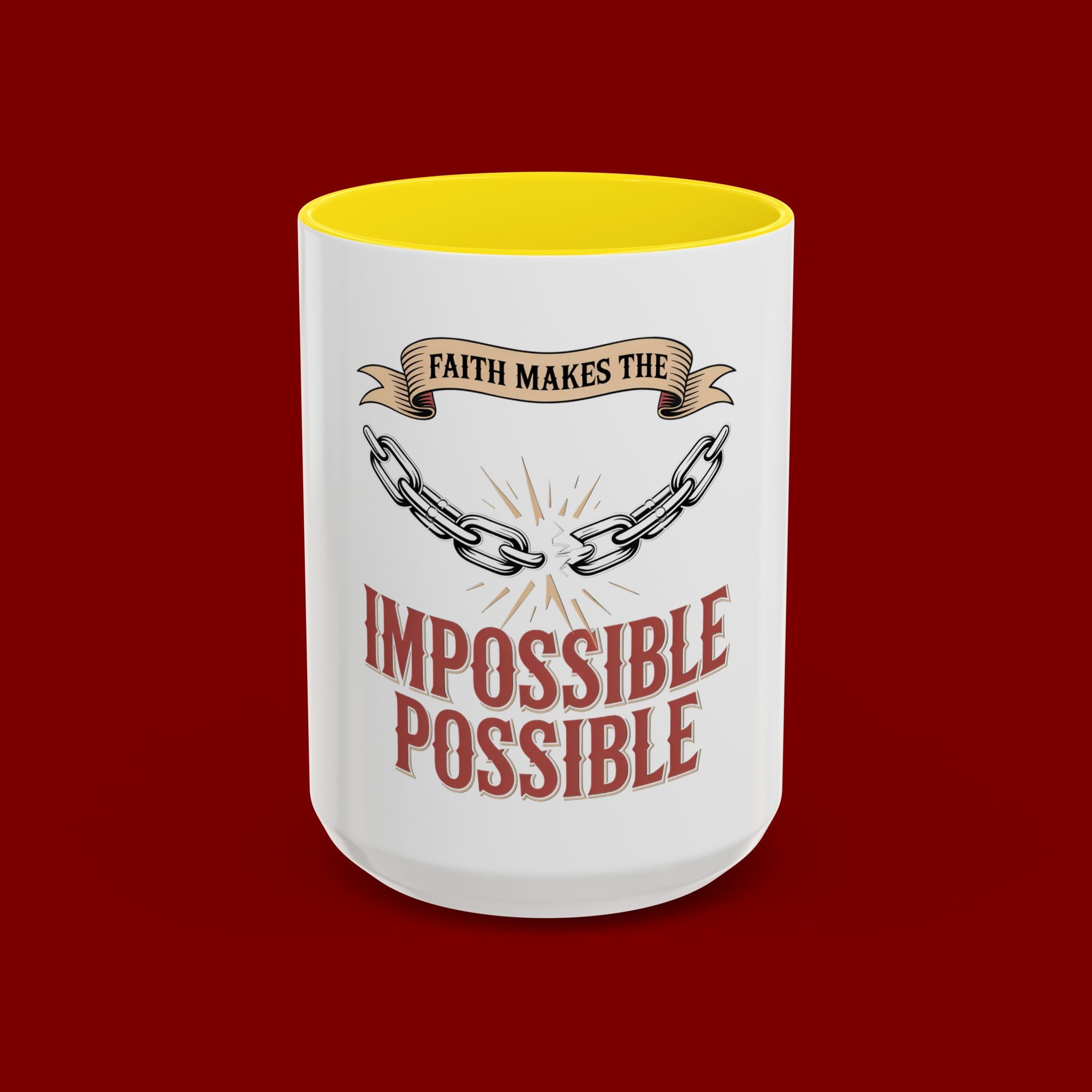 Accent Coffee Mug — "Faith Makes the Impossible Possible" Inspirational Ceramic Mug