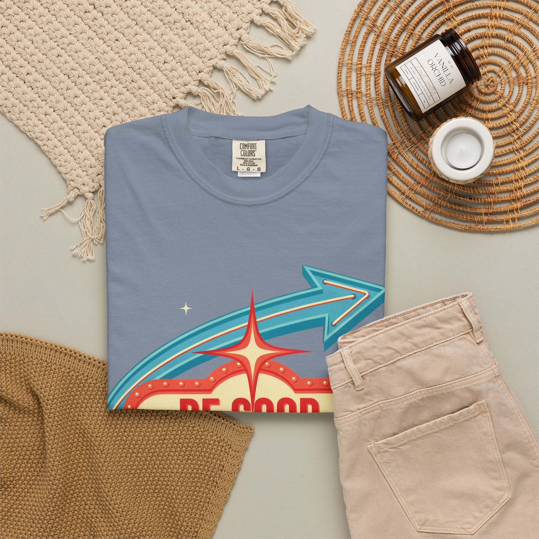 T-Shirt — "Be Good Do Good Feel Good" Retro Sign Graphic