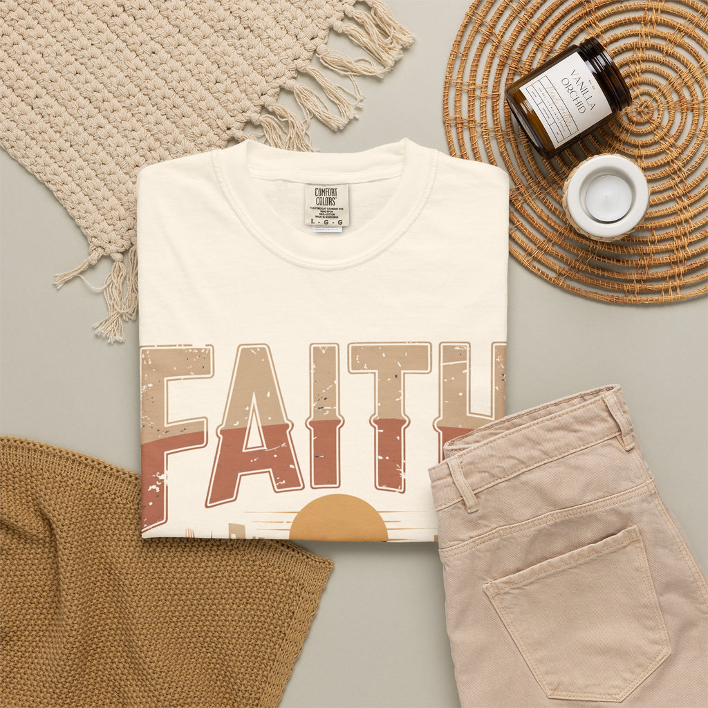 Faith Can Move Mountains T-Shirt — Retro Desert Inspirational Tee