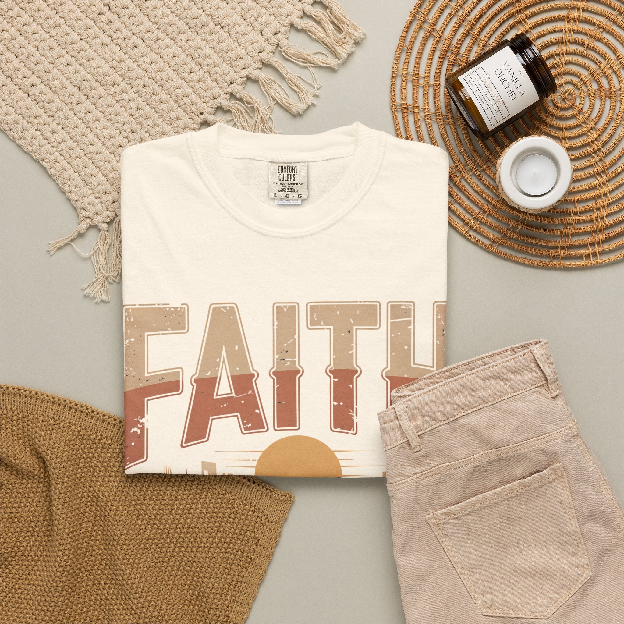 Faith Can Move Mountains T-Shirt — Retro Desert Inspirational Tee