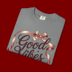 Good Vibes Only T-Shirt — Positive Message Graphic Tee with Ribbon Design