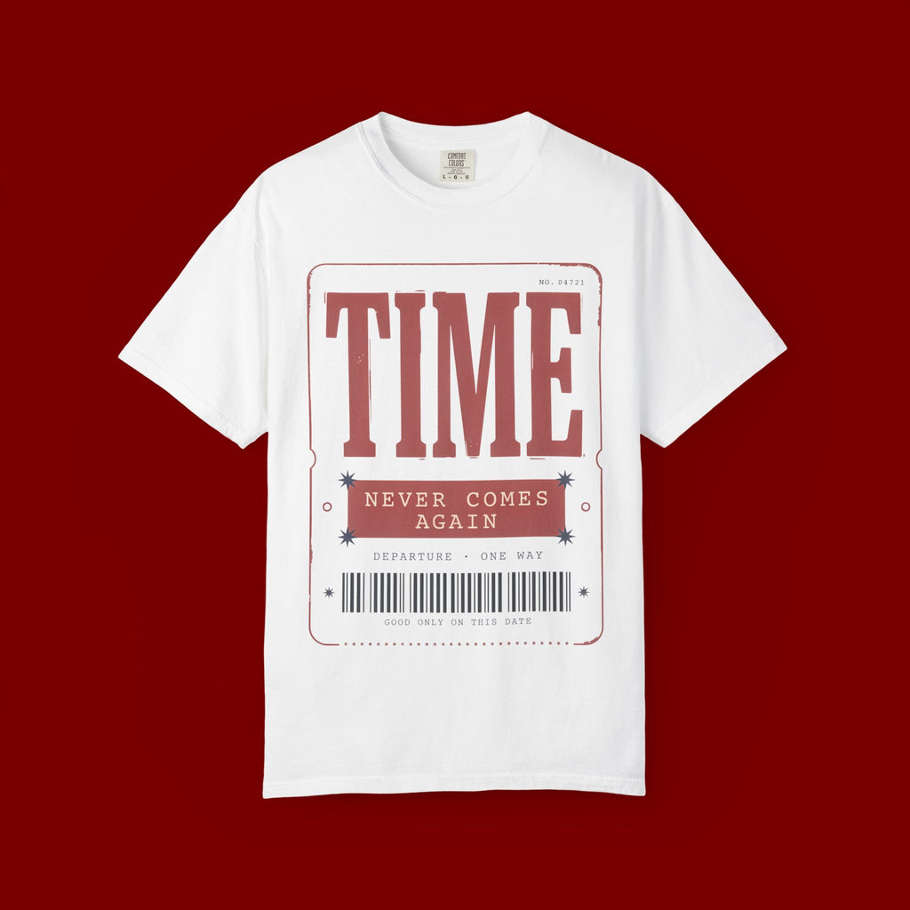 TIME Never Comes Again T-Shirt — Vintage Ticket Graphic Tee